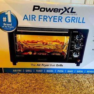 Power XL air fryer grill, black and silver, superheated rapid air technology